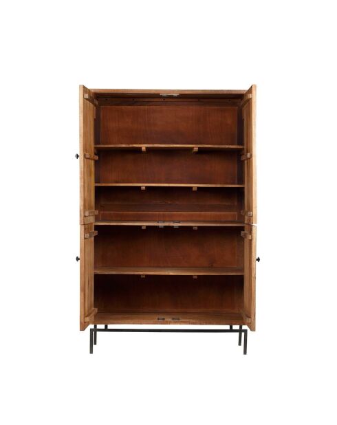 Armoire sculptée 2 portes Manguier Sculture II beige - 112x48x180 cm