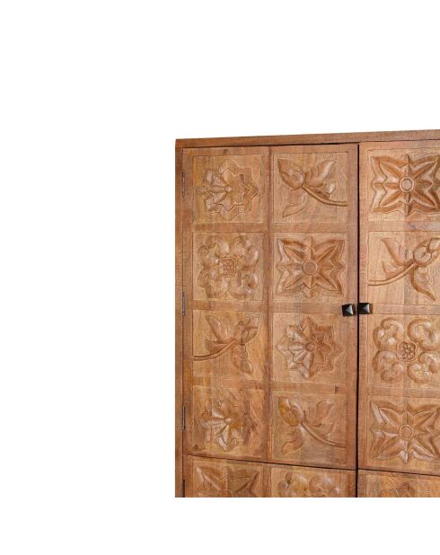Armoire sculptée 2 portes Manguier Sculture II beige - 112x48x180 cm