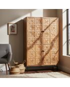 Armoire sculptée 2 portes Manguier Sculture II beige - 112x48x180 cm