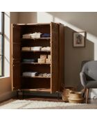 Armoire sculptée 2 portes Manguier Sculture II beige - 112x48x180 cm
