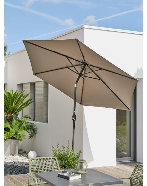 MARBELLA Regenschirm mit Griff Anthrazitgrau und Khaki - 138x14x14cm