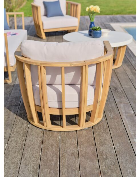 BOGOTA 5-Sitzer-Gartenlounge aus braunem und ecrufarbenem Akazienholz