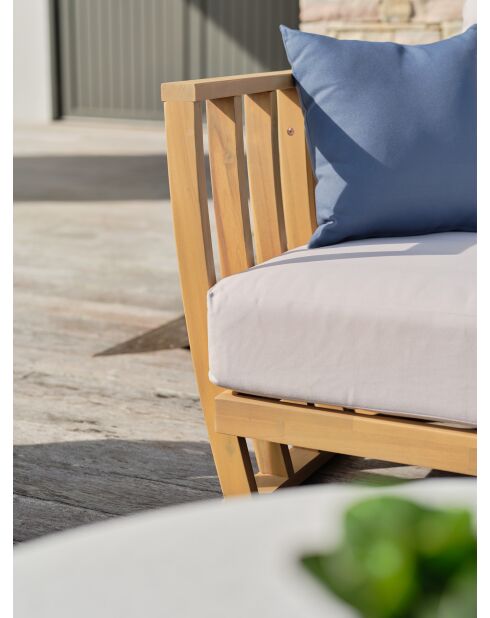 BOGOTA 5-Sitzer-Gartenlounge aus braunem und ecrufarbenem Akazienholz