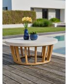 BOGOTA 5-Sitzer-Gartenlounge aus braunem und ecrufarbenem Akazienholz