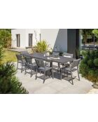 STOCKHOLM stapelbarer Gartenstuhl aus Textilen und anthrazitgrauem Aluminium - 103x62x100cm