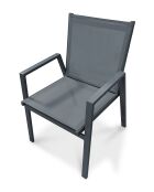 FLORIDE Stapelbarer Gartensessel aus Textilen und anthrazitgrauem Aluminium - 103x62x100cm