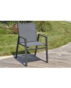 FLORIDE Stapelbarer Gartensessel aus Textilen und anthrazitgrauem Aluminium - 103x62x100cm