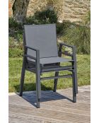 FLORIDE Stapelbarer Gartensessel aus Textilen und anthrazitgrauem Aluminium - 103x62x100cm