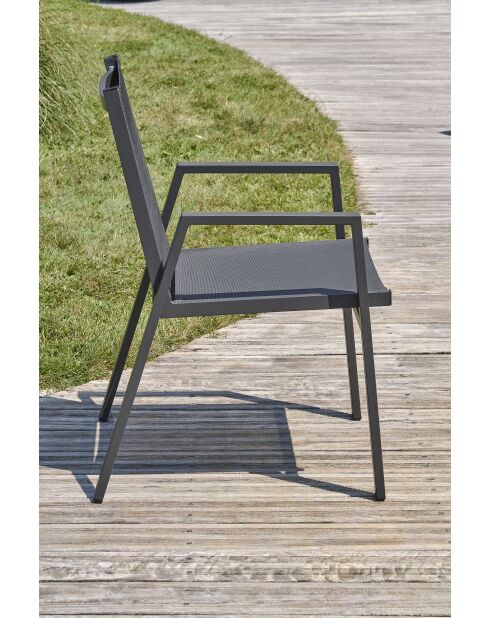 FLORIDE stapelbare tuinfauteuil in textileen en antracietgrijs aluminium - 103x62x100cm