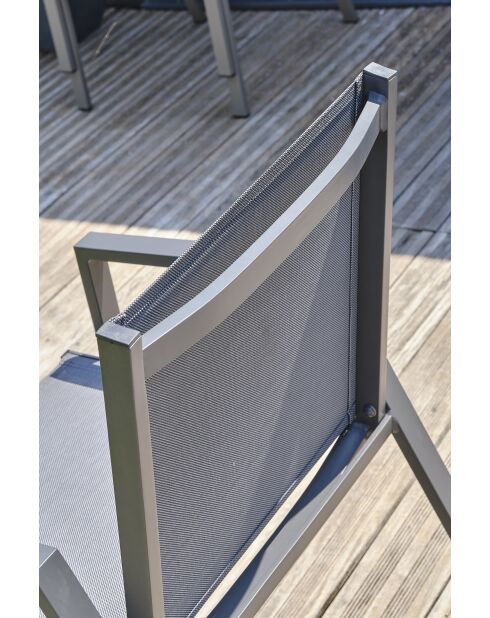 FLORIDE stapelbare tuinfauteuil in textileen en antracietgrijs aluminium - 103x62x100cm