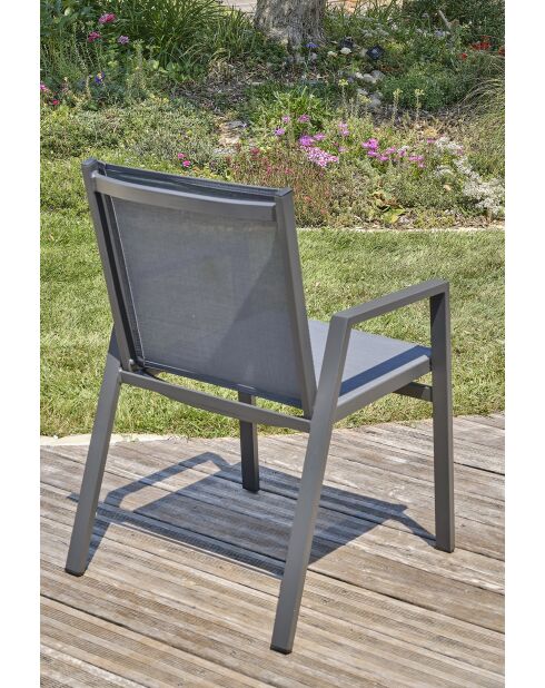 FLORIDE Stapelbarer Gartensessel aus Textilen und anthrazitgrauem Aluminium - 103x62x100cm