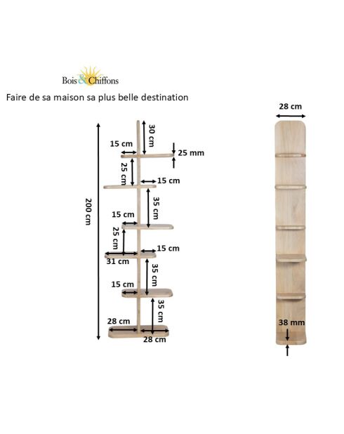 Libreria scultorea beige Ariel II - 64x28x200 cm