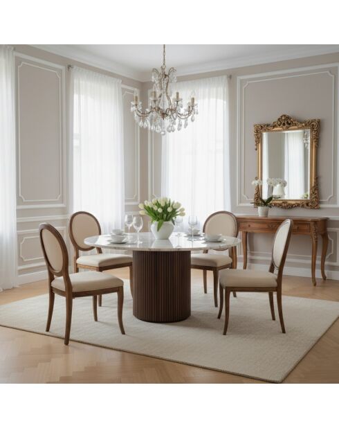 Runde Esstischplatte Manguier Kfir III braune Marmorplatte - 120x120x76 cm