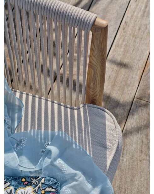 Salón de jardín bajo IBARRA de 5 plazas en aluminio imitación madera y cuerda tejida marrón y crudo