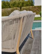 Salón de jardín bajo IBARRA de 5 plazas en aluminio imitación madera y cuerda tejida marrón y crudo