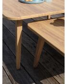 Salón de jardín bajo IBARRA de 5 plazas en aluminio imitación madera y cuerda tejida marrón y crudo