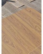 Salón de jardín bajo IBARRA de 5 plazas en aluminio imitación madera y cuerda tejida marrón y crudo