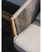 Salón de jardín bajo IBARRA de 5 plazas en aluminio imitación madera y cuerda tejida marrón y crudo