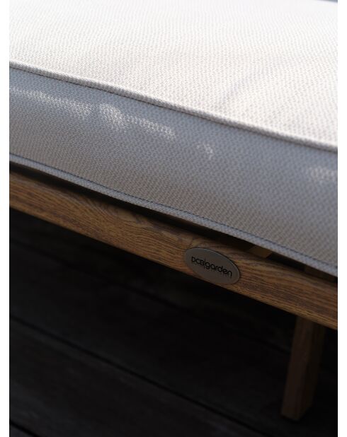 Salón de jardín bajo IBARRA de 5 plazas en aluminio imitación madera y cuerda tejida marrón y crudo