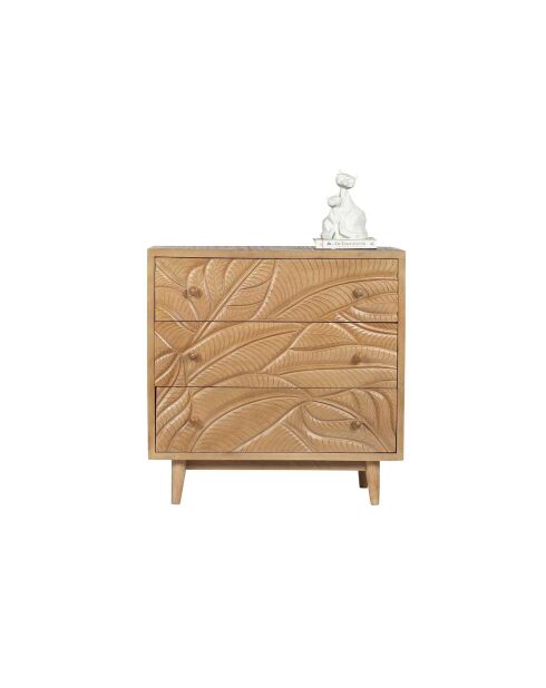 Uitgesneden dressoir met 3 laden Manguier Floria II bruin - 85x42x85 cm