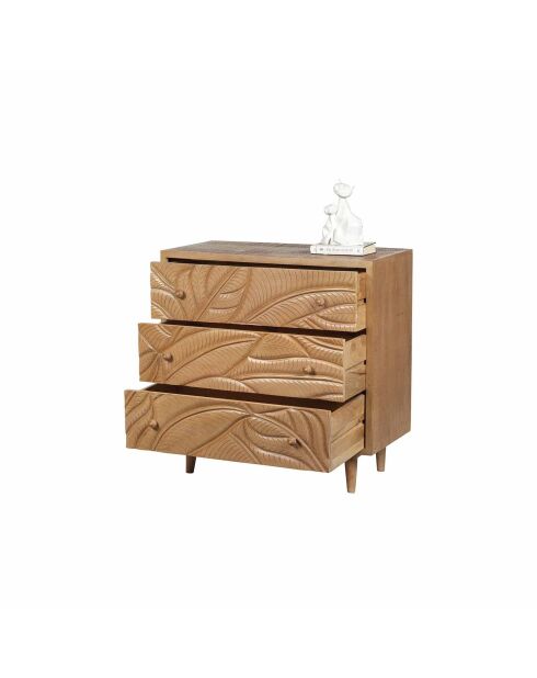 Uitgesneden dressoir met 3 laden Manguier Floria II bruin - 85x42x85 cm