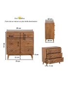 Uitgesneden dressoir met 3 laden Manguier Floria II bruin - 85x42x85 cm