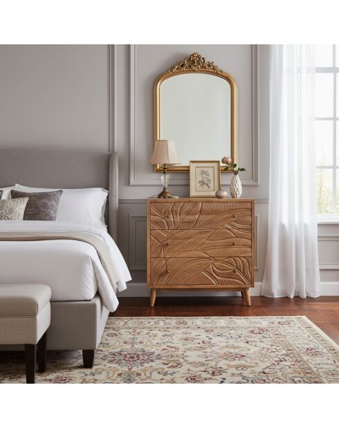 Uitgesneden dressoir met 3 laden Manguier Floria II bruin - 85x42x85 cm