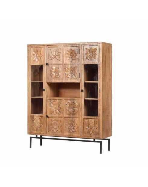 4-türiges Bücherregal Manguier Sculture II beige - 120x40x155 cm