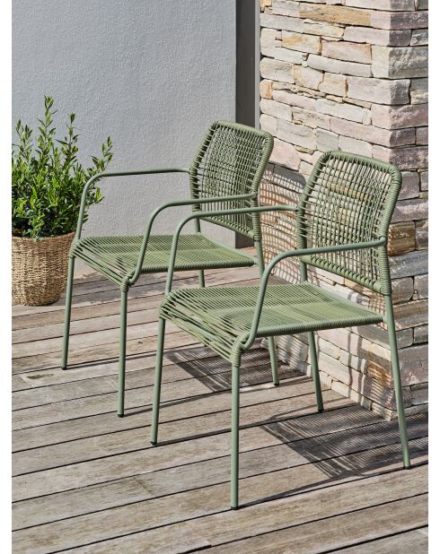 2 fauteuils de jardin empilables MARCEAU vert olive et vert olive