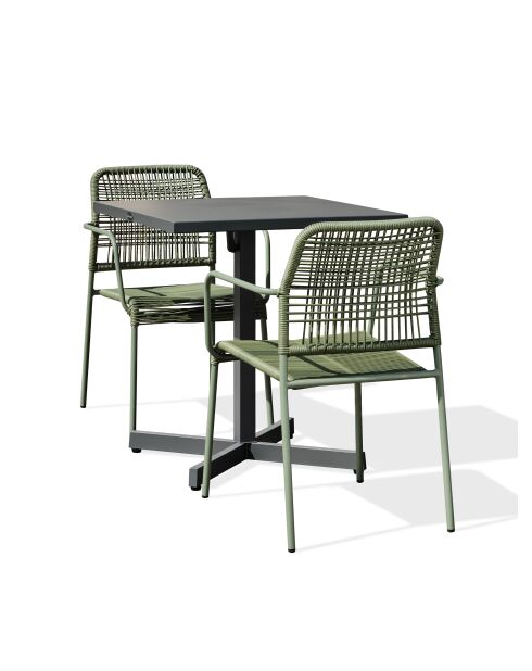 LOUISE Gartenset für 2 Personen anthrazitgrau/olivgrün