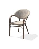 USHUAIA Stapelbarer Gartensessel aus beigem Textilene und braunem Aluminium - 103x62x100cm