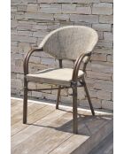 USHUAIA Stapelbarer Gartensessel aus beigem Textilene und braunem Aluminium - 103x62x100cm