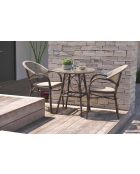 USHUAIA Stapelbarer Gartensessel aus beigem Textilene und braunem Aluminium - 103x62x100cm