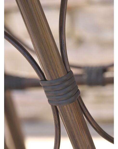 USHUAIA Stapelbarer Gartensessel aus beigem Textilene und braunem Aluminium - 103x62x100cm