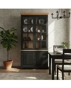 Kela Vitrine mit 2 Türen, 120 x 45 x 220 cm, schwarz