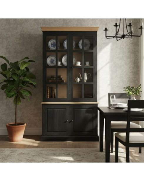 Kela Vitrine mit 2 Türen, 120 x 45 x 220 cm, schwarz