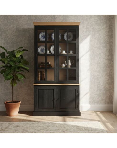 Kela Vitrine mit 2 Türen, 120 x 45 x 220 cm, schwarz