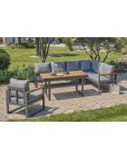 YONAHA 7-zits tuinset in aluminium en acaciagrijs antraciet
