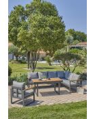 YONAHA 7-zits tuinset in aluminium en acaciagrijs antraciet