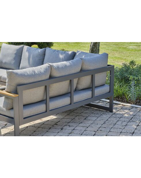 YONAHA 7-zits tuinset in aluminium en acaciagrijs antraciet