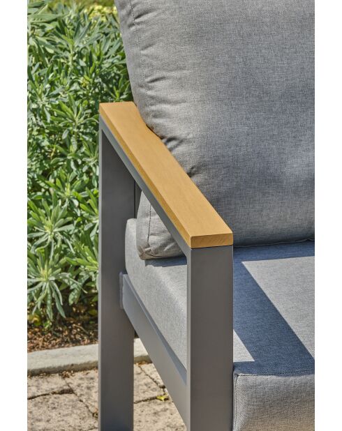 YONAHA 7-zits tuinset in aluminium en acaciagrijs antraciet