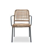 Sillón de jardín apilable MARCEAU de cuerda y acero, gris antracita y marrón