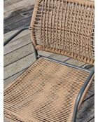 Sillón de jardín apilable MARCEAU de cuerda y acero, gris antracita y marrón