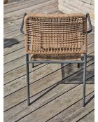 Sillón de jardín apilable MARCEAU de cuerda y acero, gris antracita y marrón