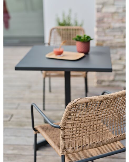 Fauteuil de jardin empilable MARCEAU en corde et acier gris anthracite et marron