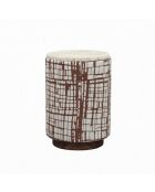 Tavolino con tessuto con motivo a mosaico, piano in marmo marrone Manara - 30x30x45 cm