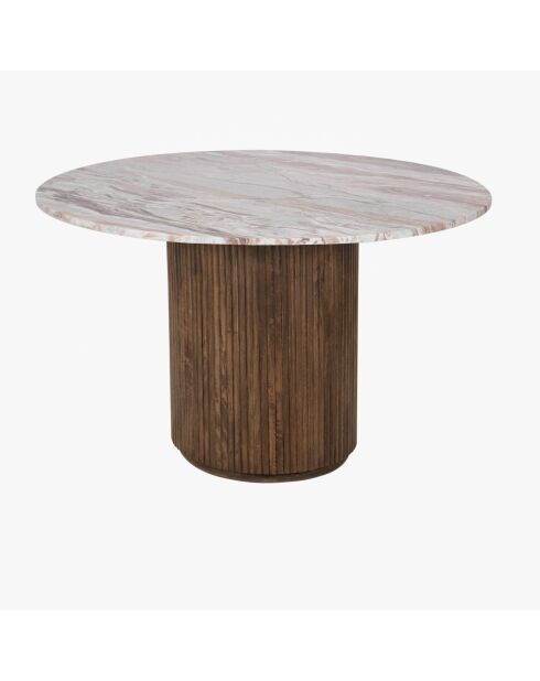 Bout de canapé plateau marbre Manguier Kfir III marron - 50x50x55 cm