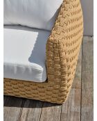 Salotto da giardino basso a 5 posti RAMATUELLE in alluminio e resina intrecciata marrone e bianca