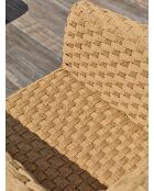 Salotto da giardino basso a 5 posti RAMATUELLE in alluminio e resina intrecciata marrone e bianca