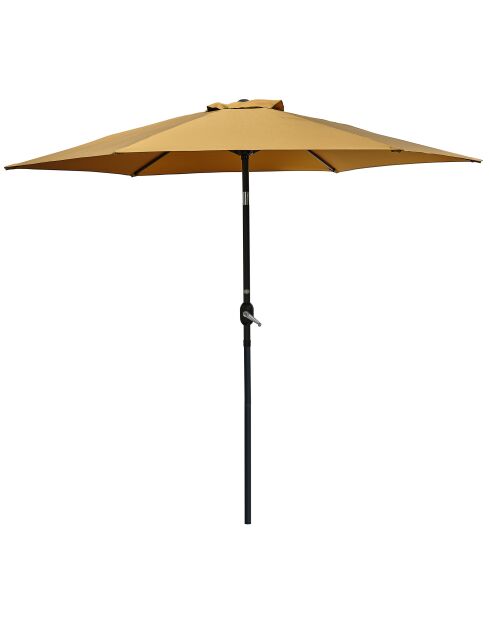 MARBELLA Regenschirm mit Kurbel aus anthrazitgrauem und senfgelbem Aluminium - 138x14x14cm